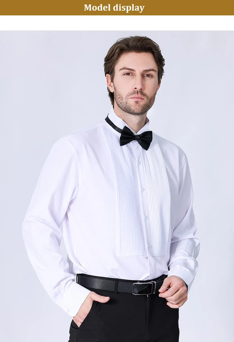 Quality elegant formal fabric wing collar gentlemen party shirt.