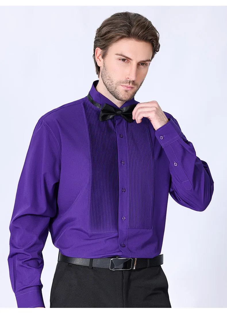 Quality elegant formal fabric wing collar gentlemen party shirt.