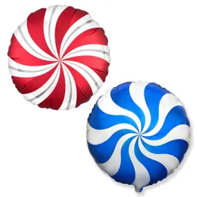 Red or Blue Peppermint Christmas Balloon (18-Inches)