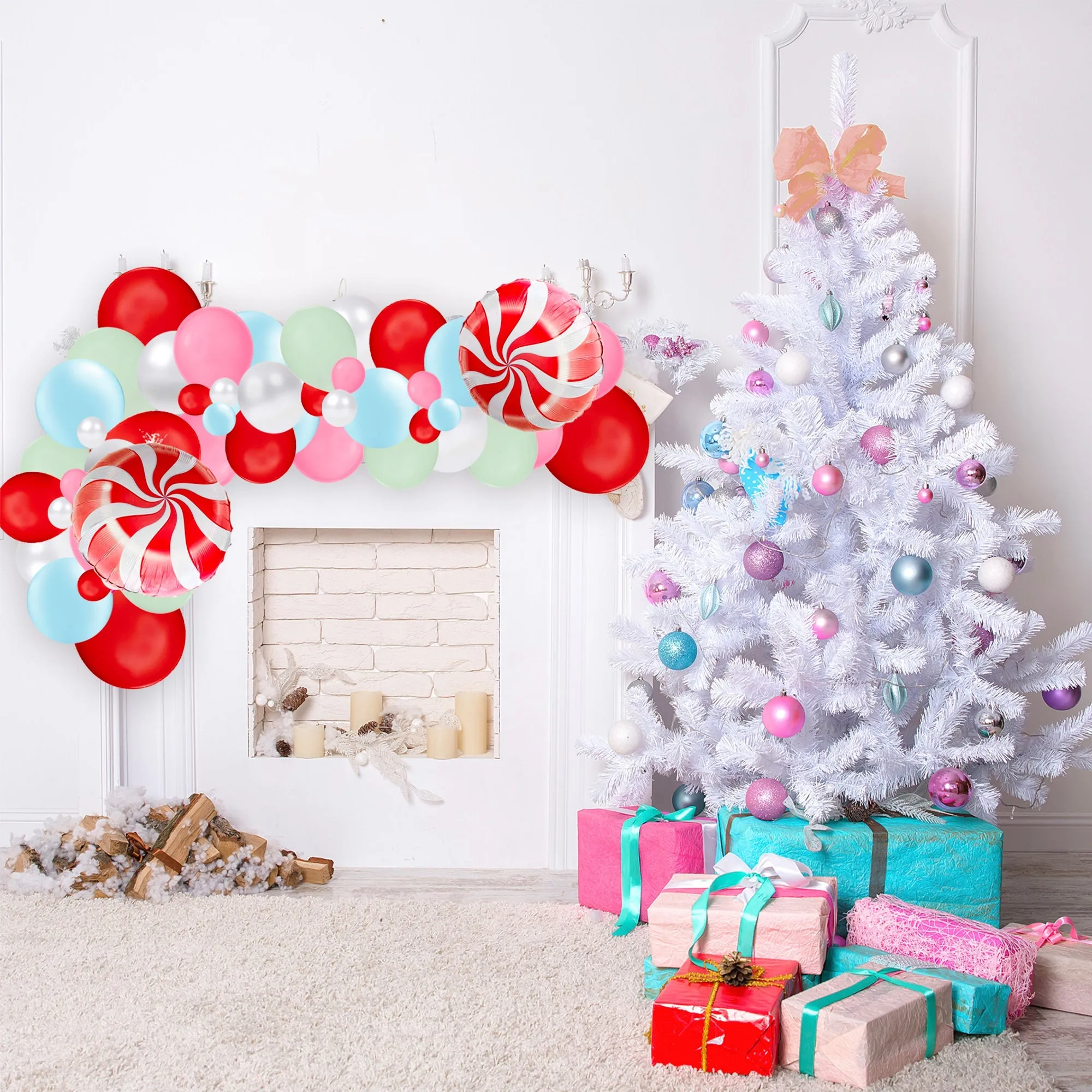Red or Blue Peppermint Christmas Balloon (18-Inches)