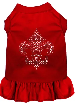 Silver Fleur De Lis Rhinestone Dress Red Xl (16)