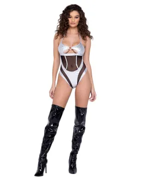 Silver Ring Hologram Sheer Romper Festival Ravewear