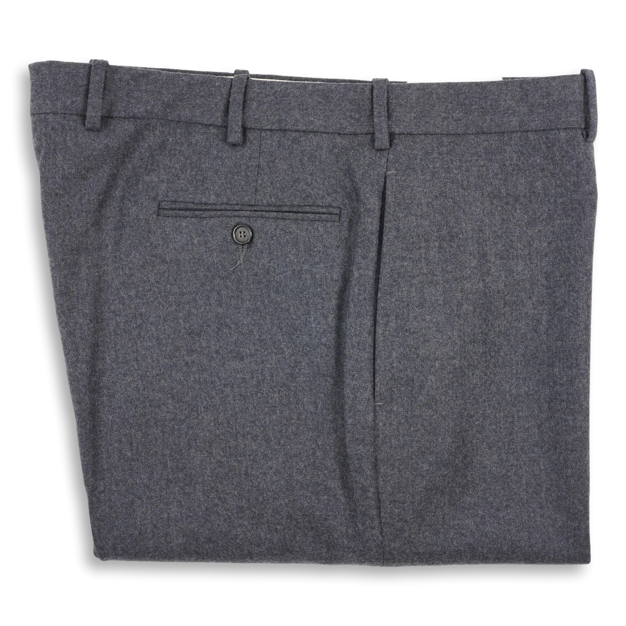 Slate Blue Flannel Plain Front Trousers