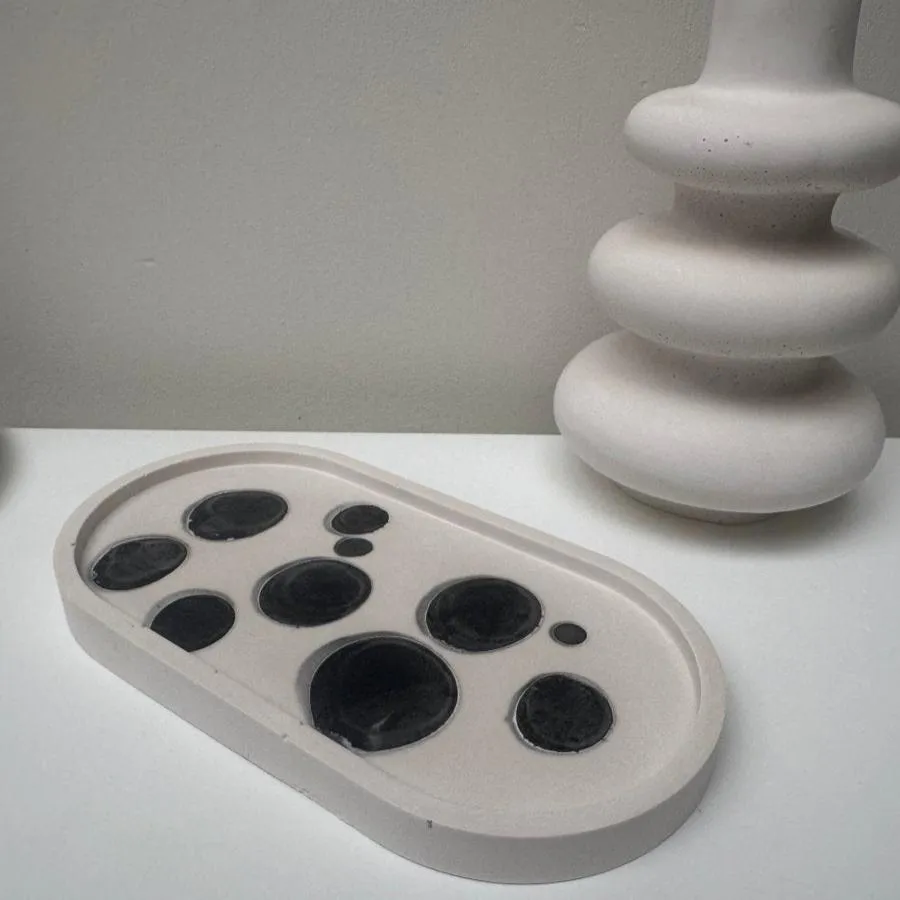 Solaris Contemporary Oval Stone Trinket Tray