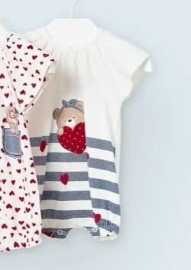 Striped with Teddy Heart Romper