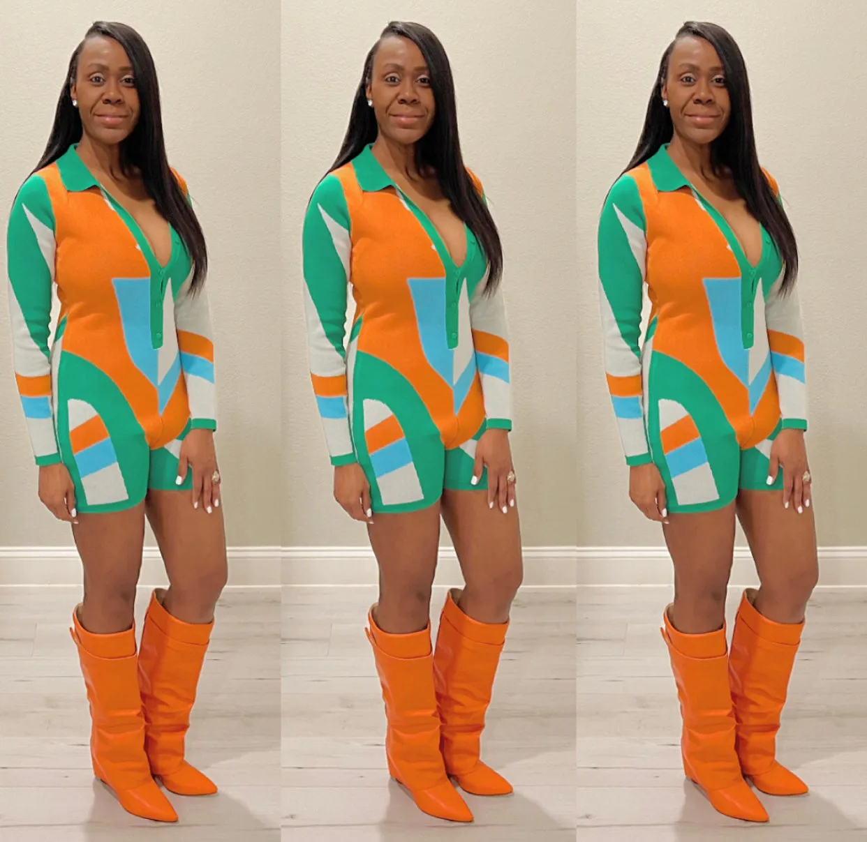 The Cheve’ Chevon Sweater Print Romper