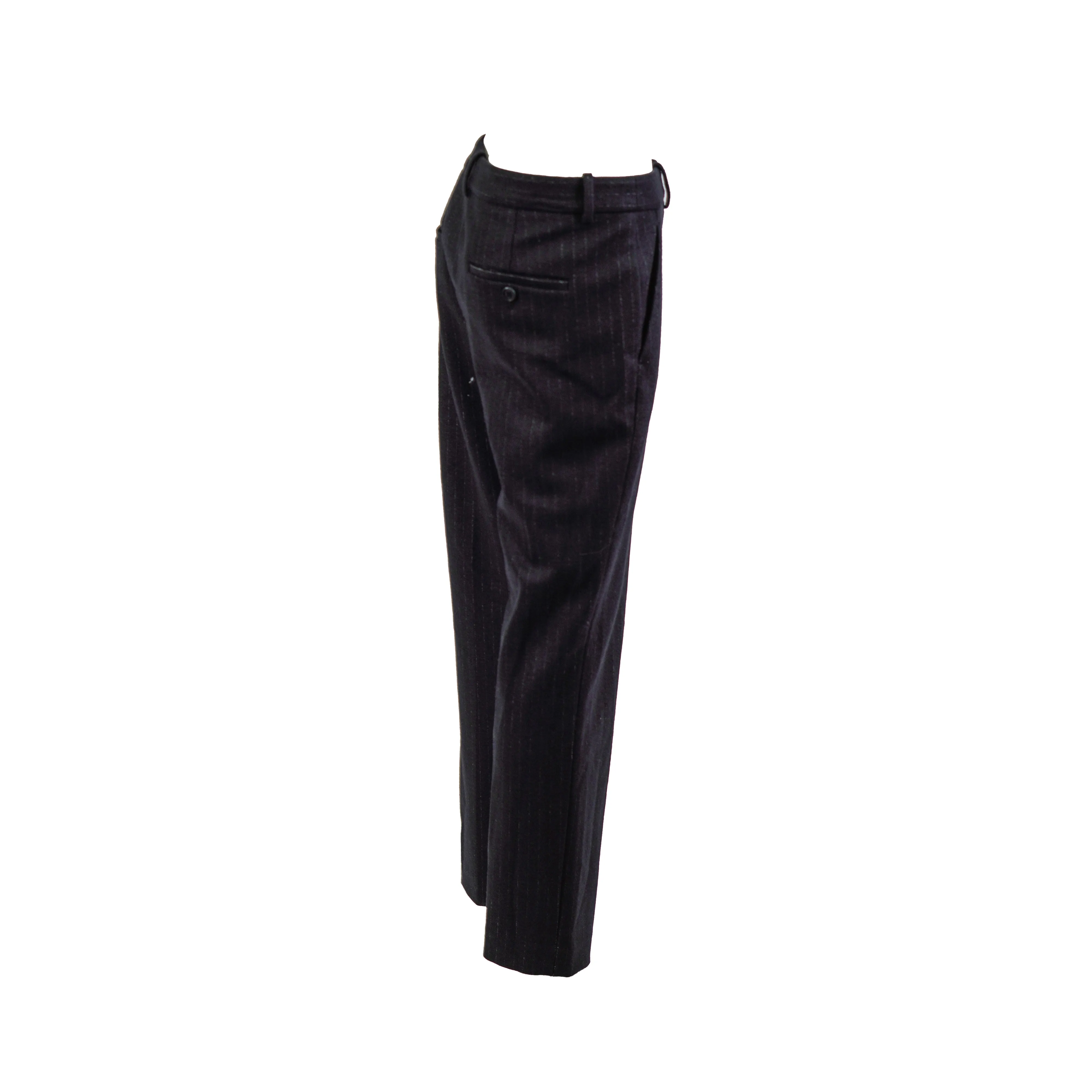 Theory Women's Treeca Pinstripe Wool Straight Leg Pants Black Size 8