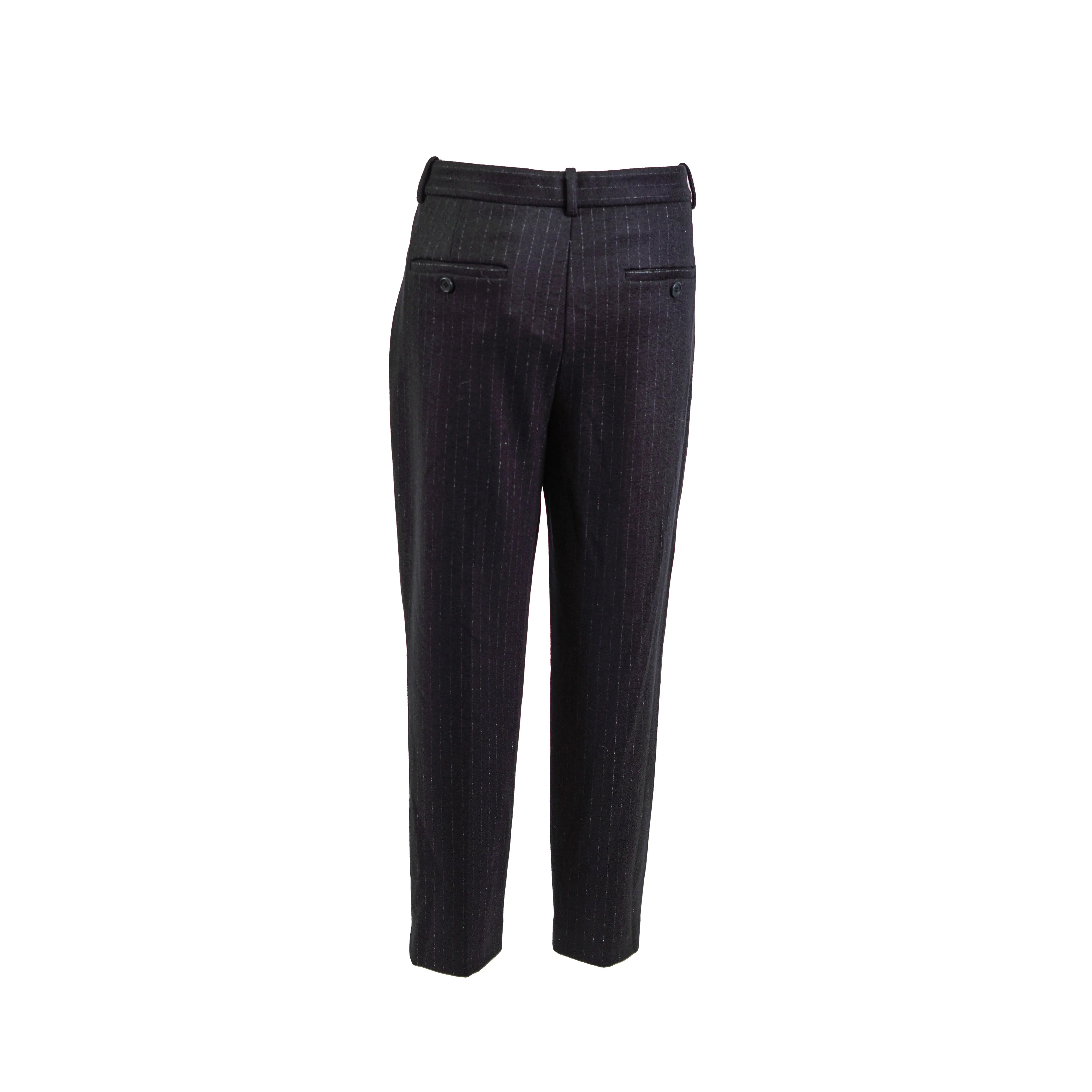 Theory Women's Treeca Pinstripe Wool Straight Leg Pants Black Size 8