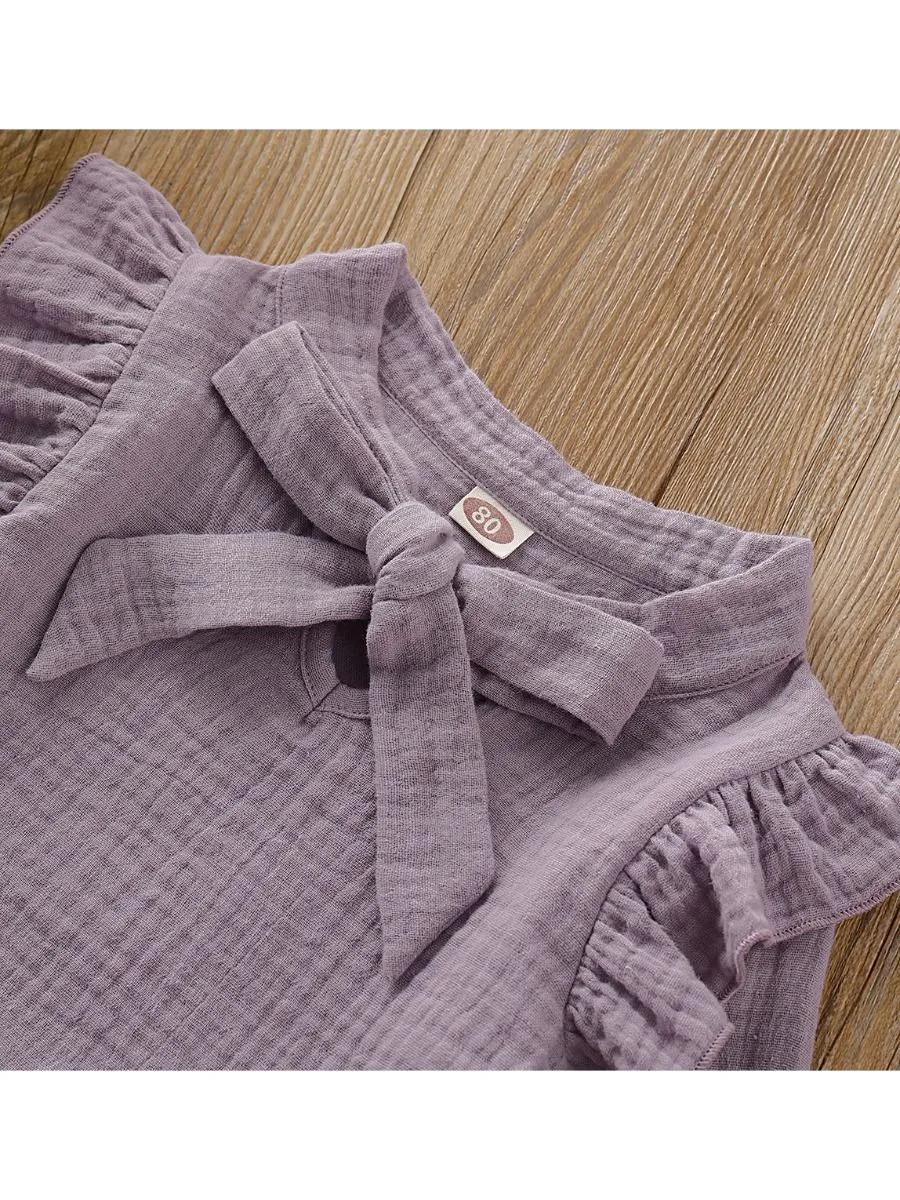 Trendy Baby Girl Fall 2-Piece Set Bow-Tie Muslin Top & Skirt