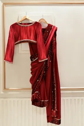 Velvets '23 - Maroon Velvet Saree