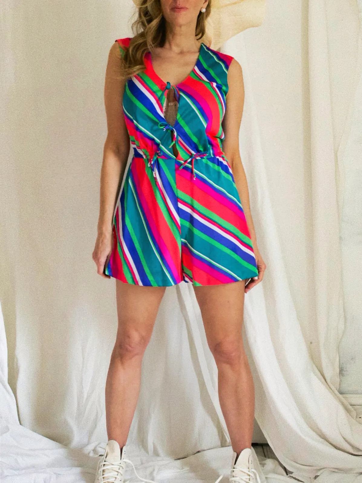 Vintage 60's Neon Stripe Romper