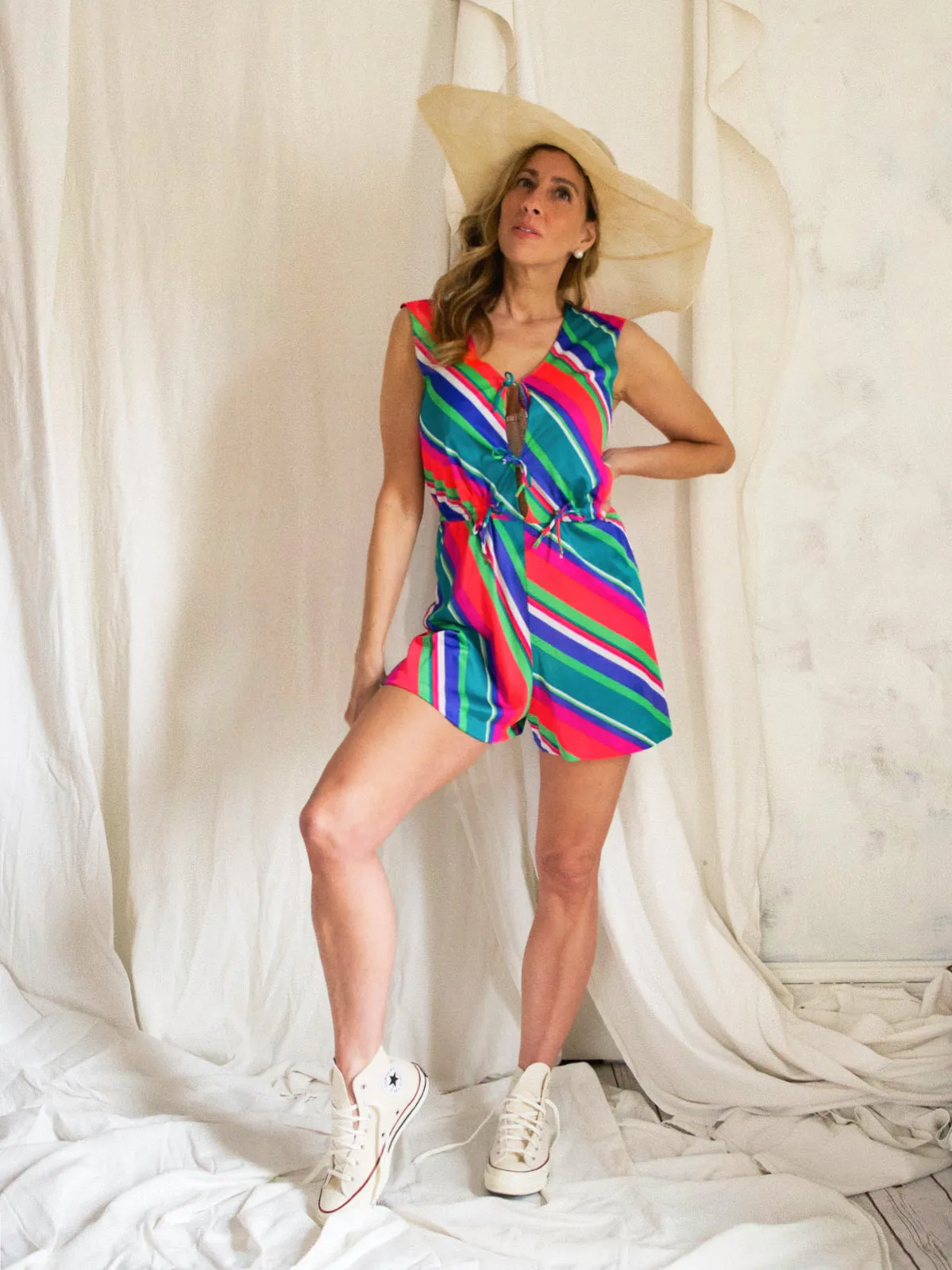 Vintage 60's Neon Stripe Romper