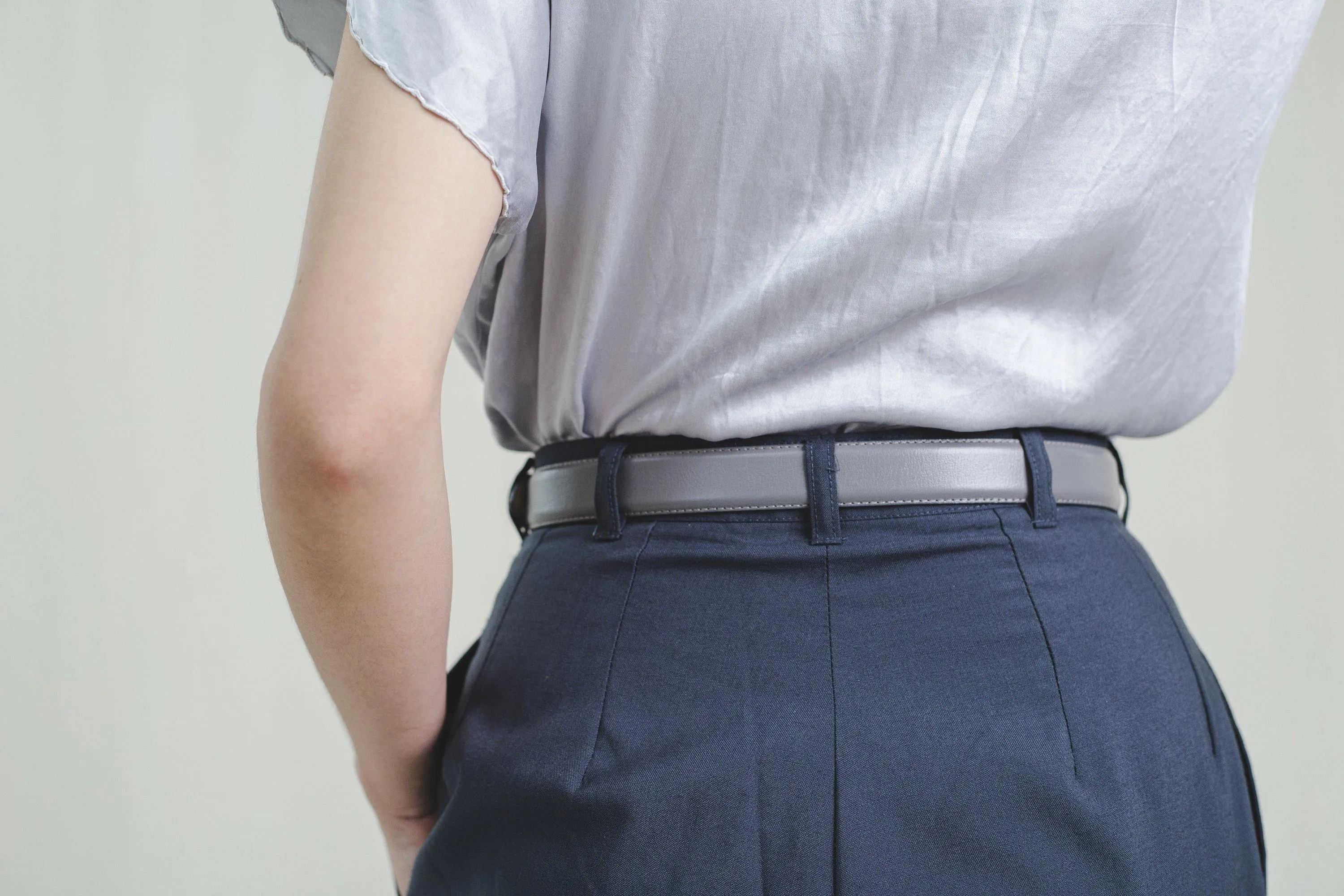 Vintage Dark Blue High Waisted Cotton Trousers