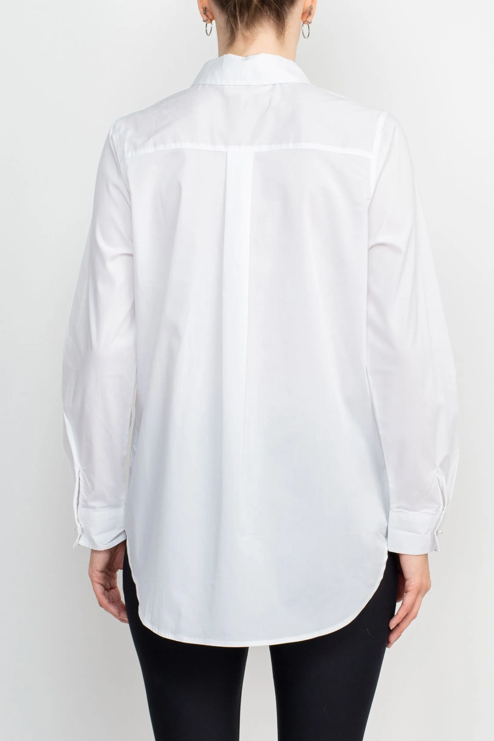 VS Sport Collar Neck Button Detail Long Cuffs Sleeves Rayon Top