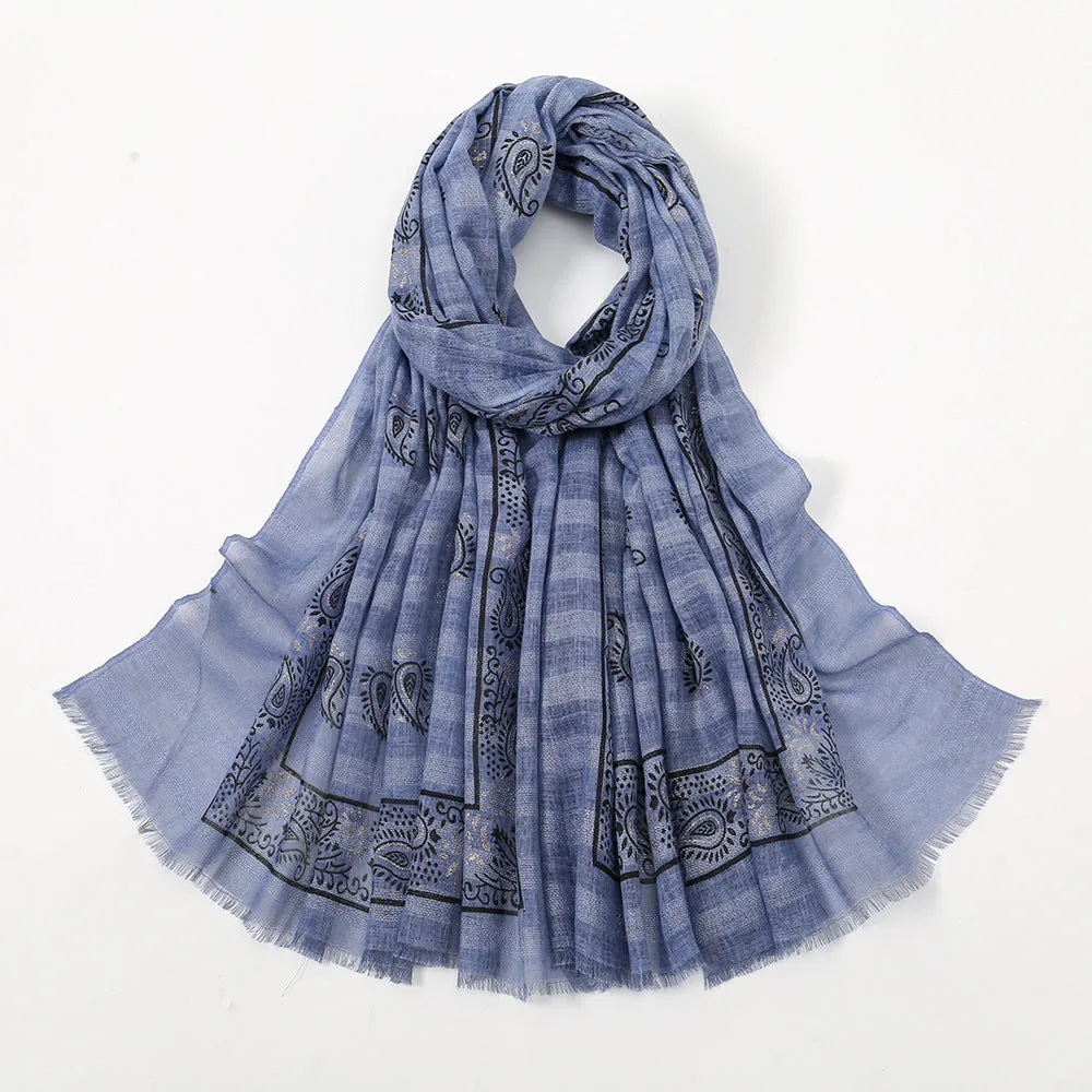 VS573 cashew printed cotton and linen hijab scarf