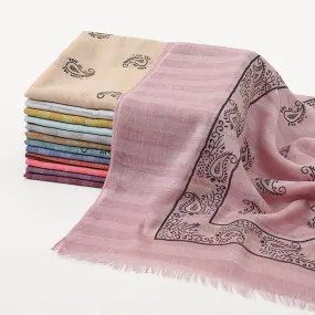 VS573 cashew printed cotton and linen hijab scarf