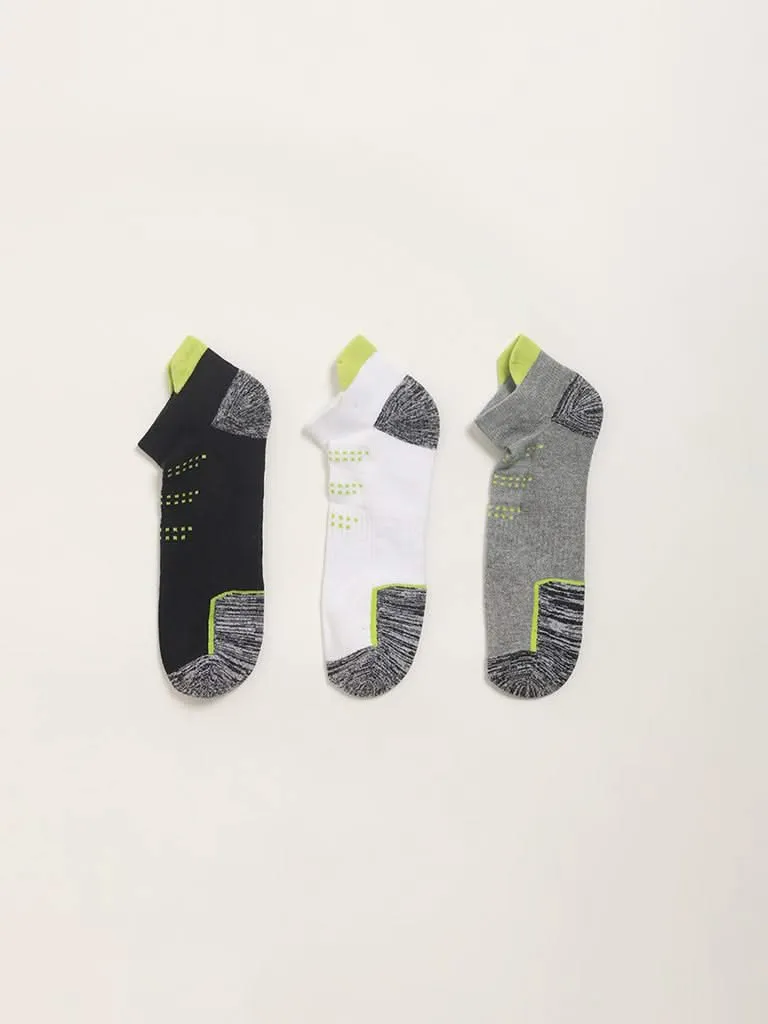 WES Lounge Green Monochrome Ankle Socks - Pack of 3