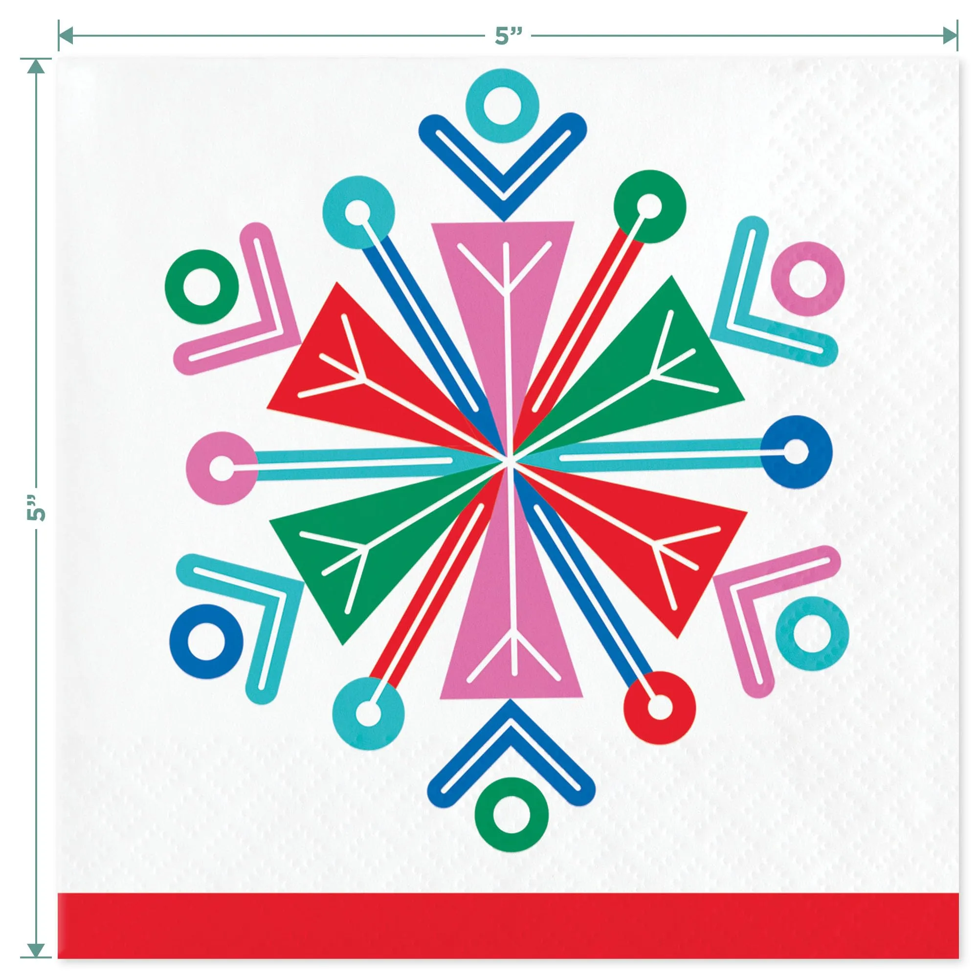 Whimsical Christmas Party Supplies - Cocktail Beverage Napkin Set in Reds & Pinks