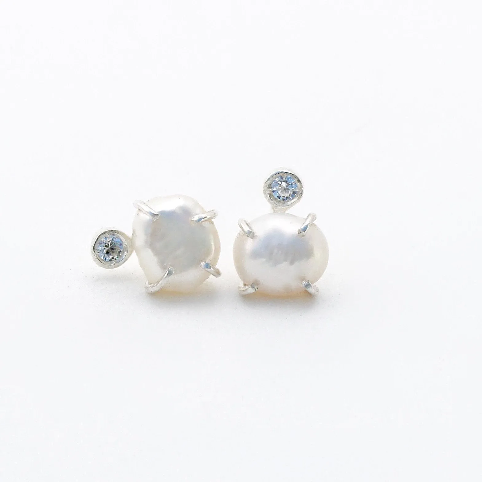 White Pearl Pebble Earrings