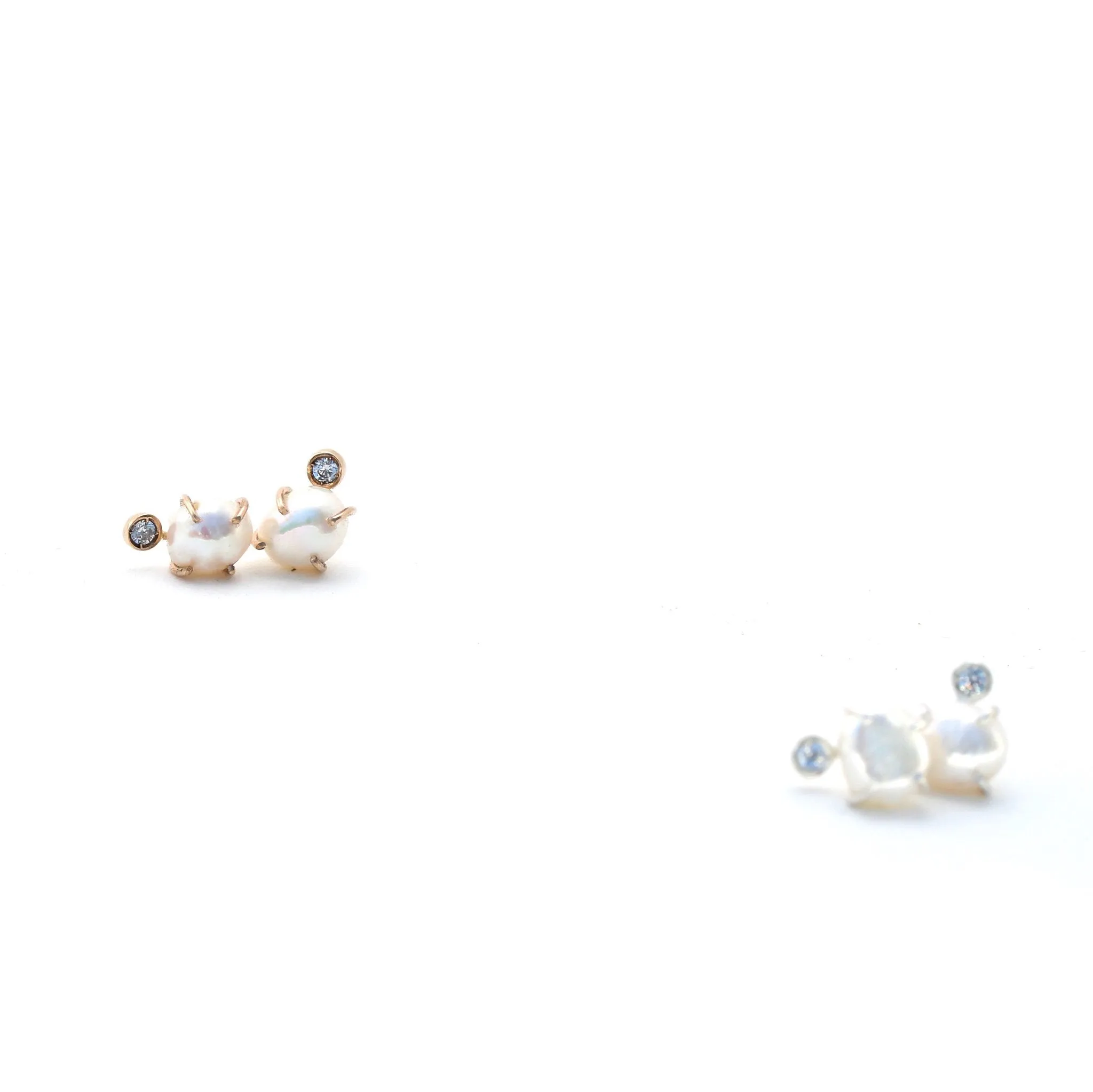 White Pearl Pebble Earrings