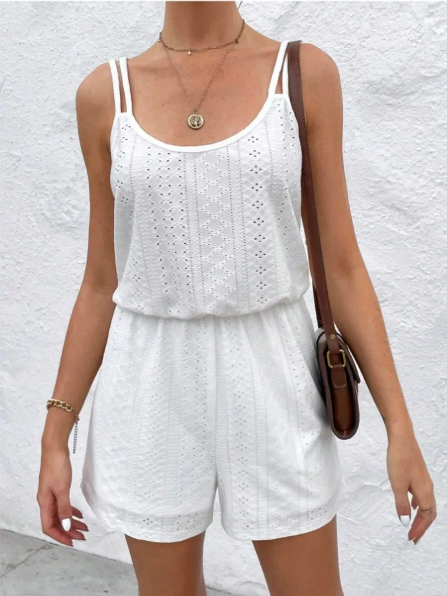 White Romper Eyelet Spaghetti Straps