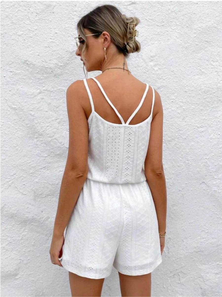 White Romper Eyelet Spaghetti Straps