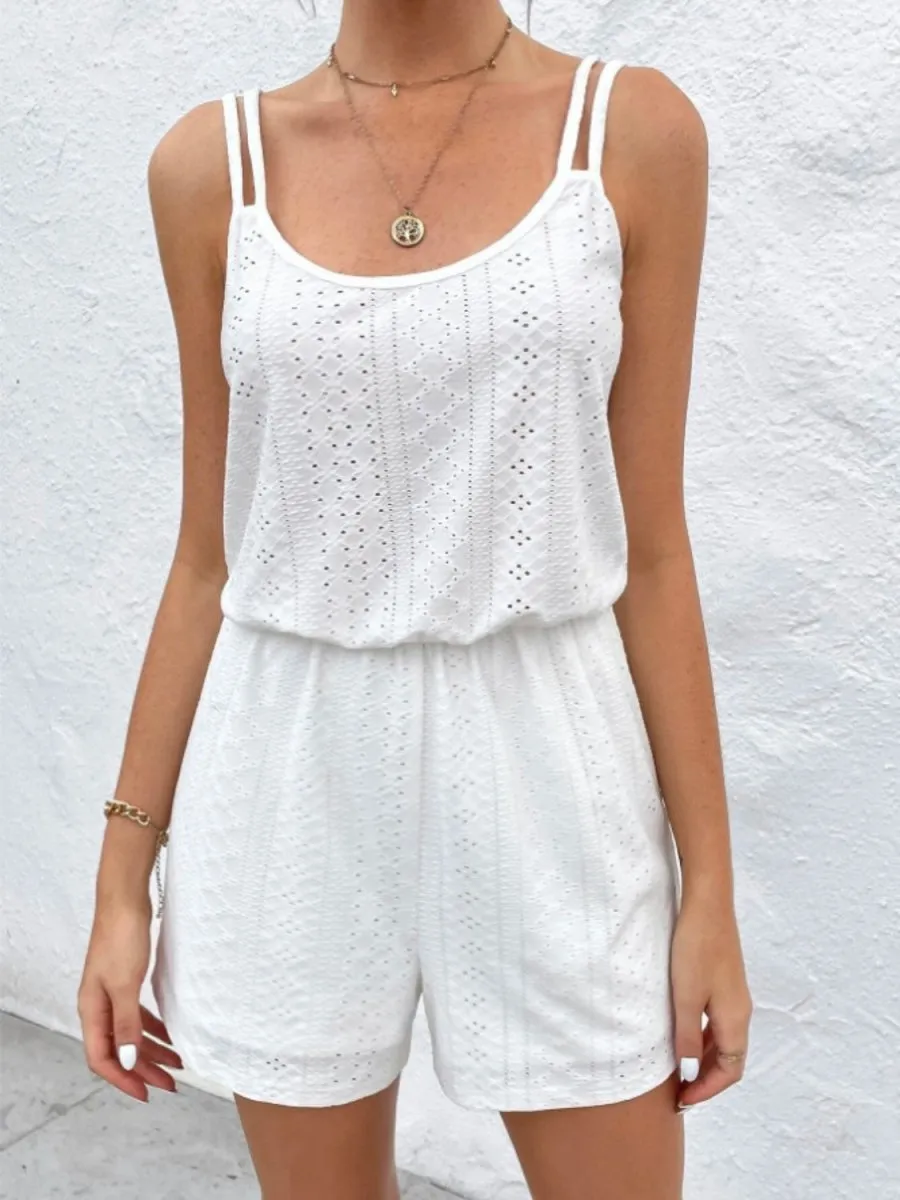 White Romper Eyelet Spaghetti Straps
