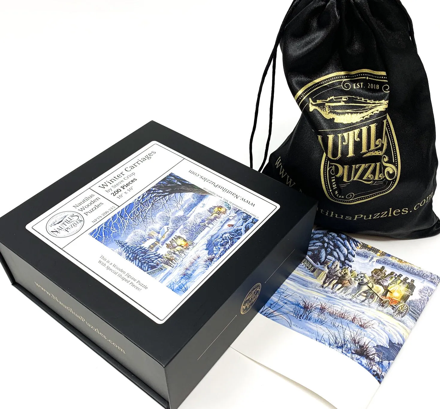 Winter Carriages - 200 Piece Winter Wooden Jigsaw Puzzle