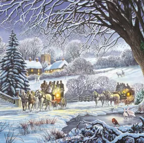 Winter Carriages - 200 Piece Winter Wooden Jigsaw Puzzle