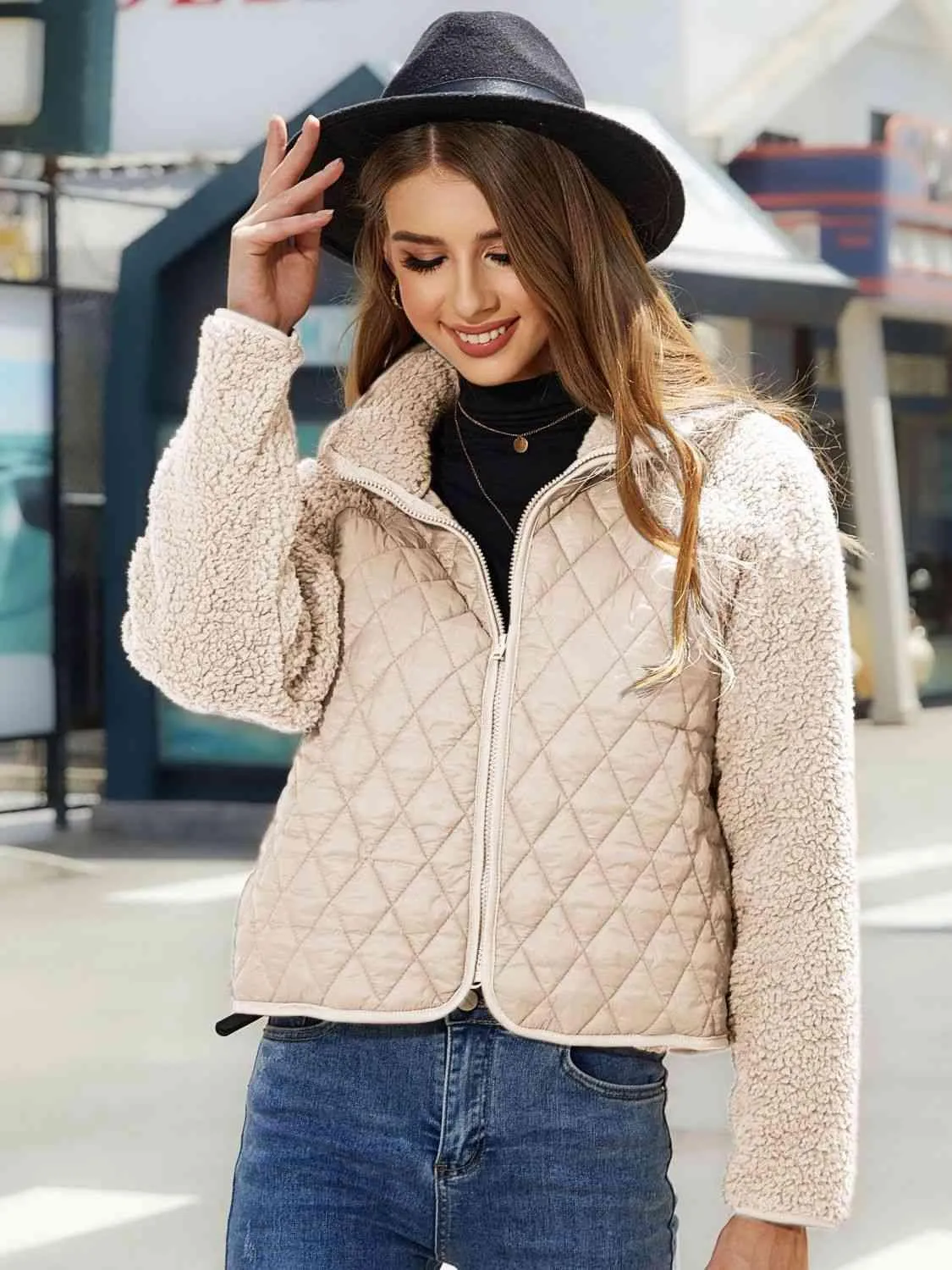 Winter Delight Zip-Up Quilted Fleece Jacket