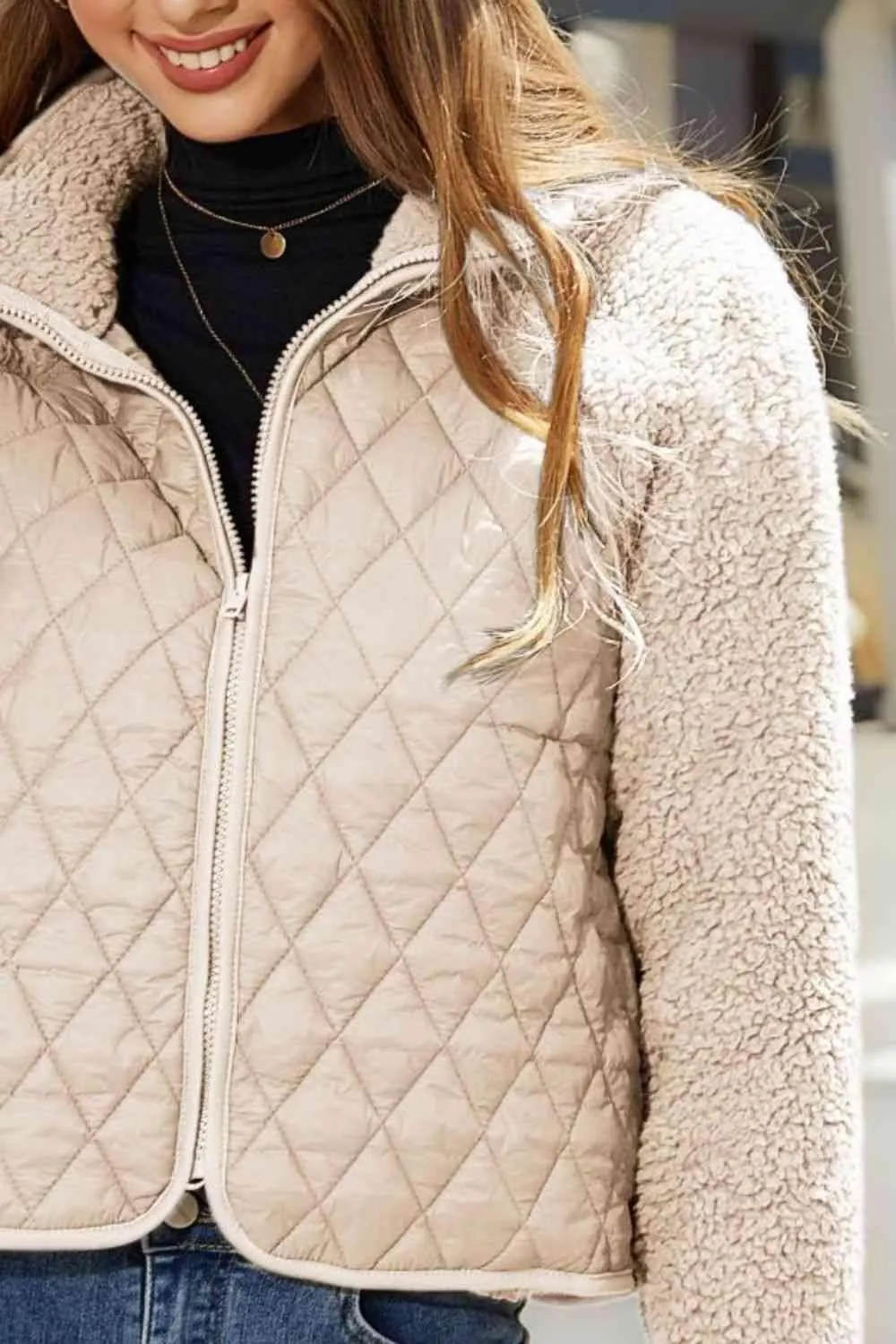 Winter Delight Zip-Up Quilted Fleece Jacket