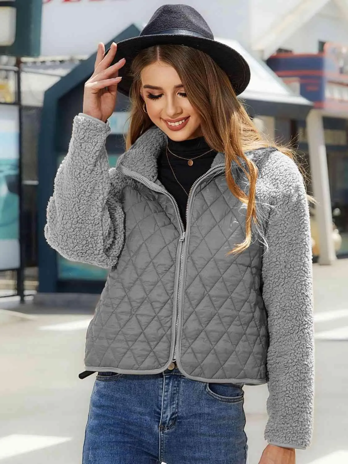 Winter Delight Zip-Up Quilted Fleece Jacket
