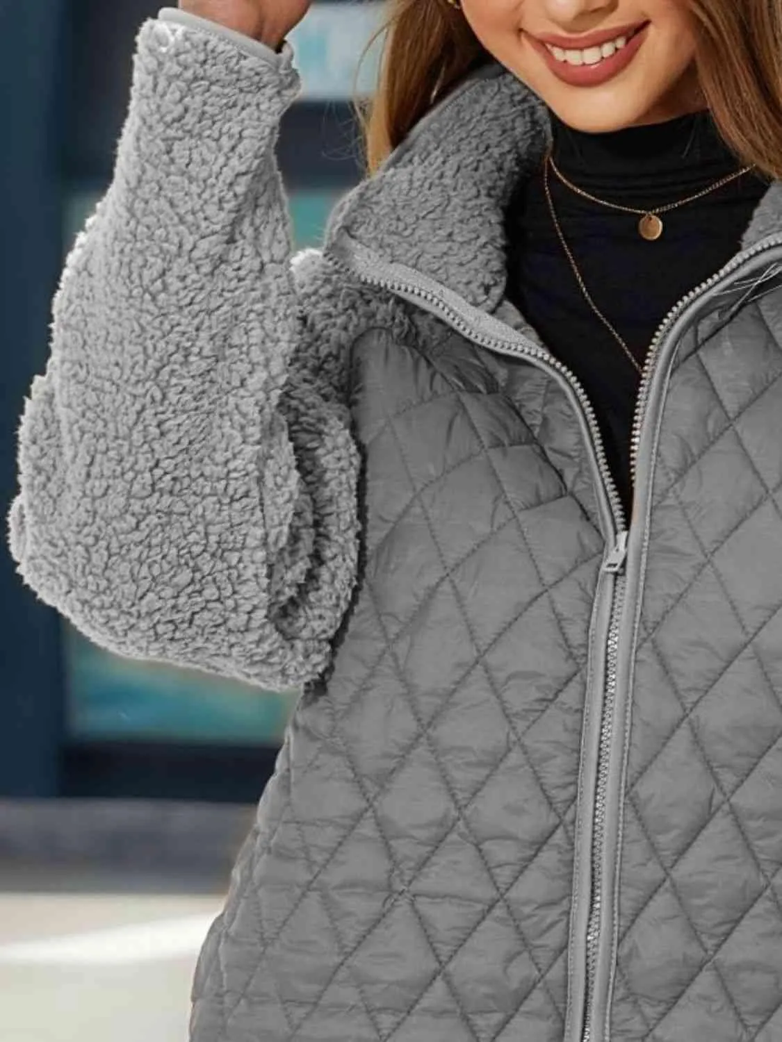 Winter Delight Zip-Up Quilted Fleece Jacket