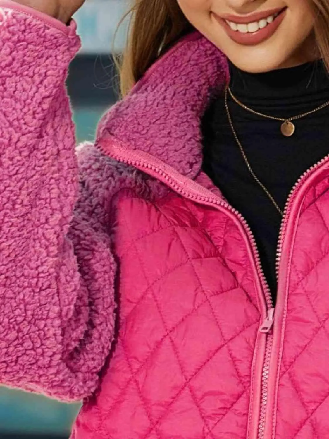 Winter Delight Zip-Up Quilted Fleece Jacket
