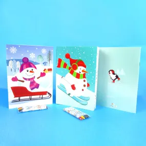 Winter Holidays Penguin Coloring Books with Crayons - Set of 6 or 12