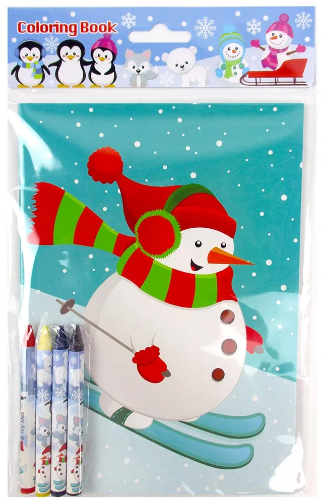 Winter Holidays Penguin Coloring Books with Crayons - Set of 6 or 12