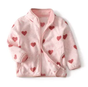 Winter Kids Fleece Jacket - Heart on Pink (2-6 years)