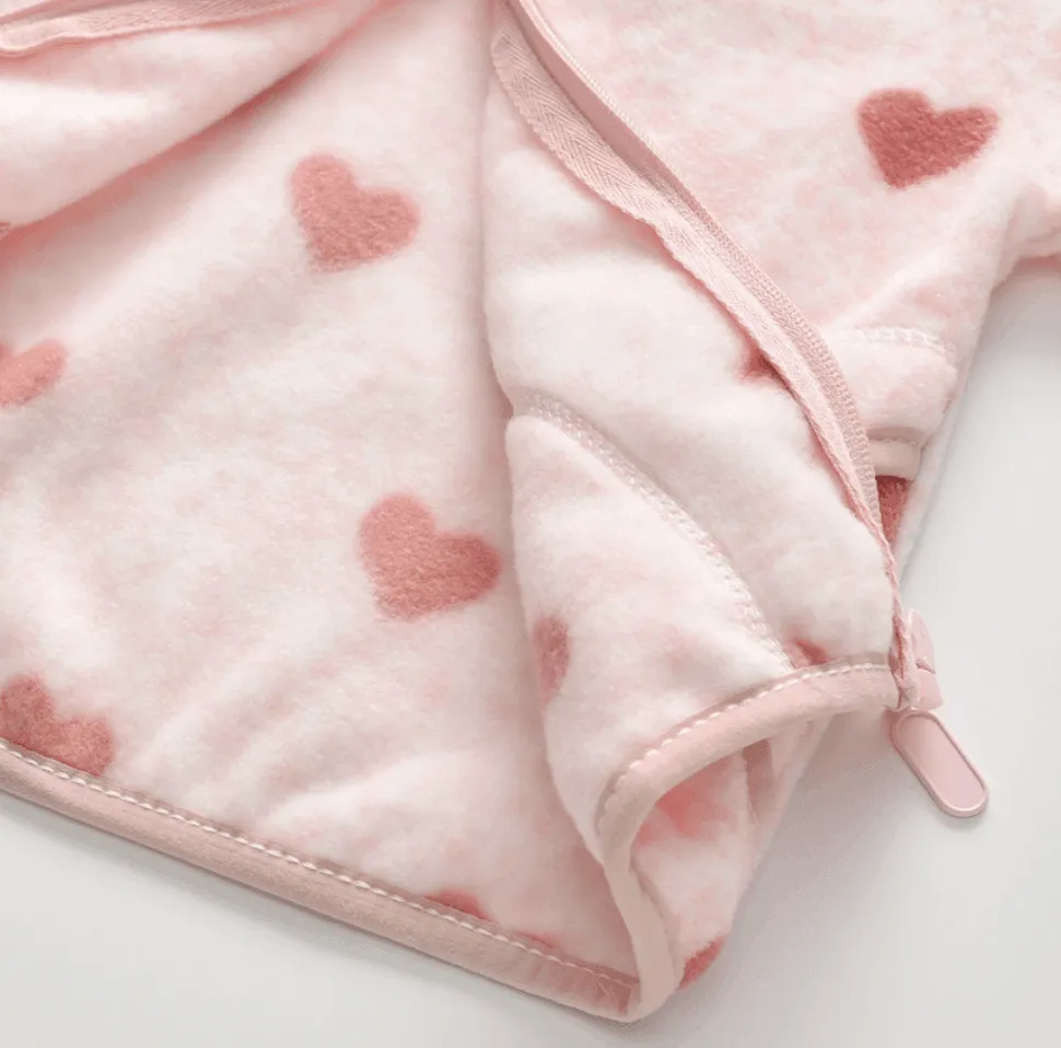 Winter Kids Fleece Jacket - Heart on Pink (2-6 years)