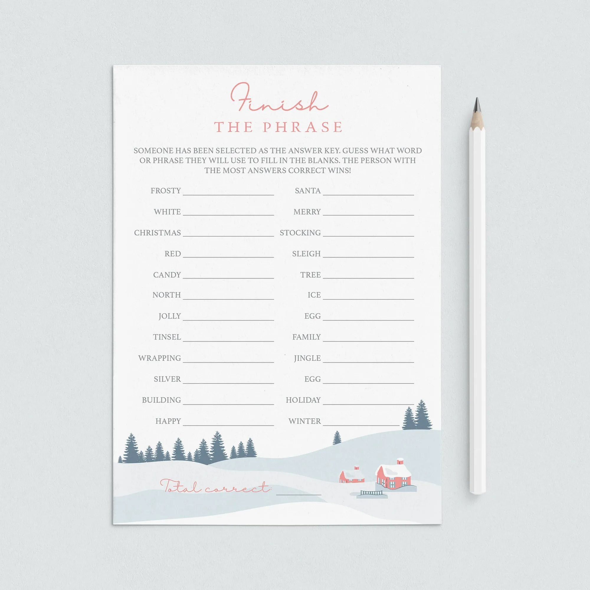 Winter Wonderland Party Game Finish The Phrase