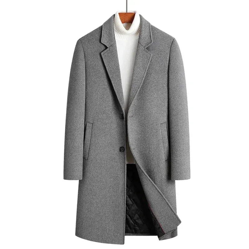 Wolle 54,3 % Herbst und Winter neuer Herren-Wollmantel mittlerer und langer Anzugkragen Baumwolle verdickter Wollmantel Herrenmantel