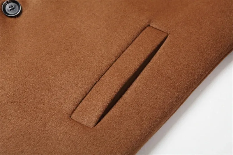 Wolle 54,3 % Herbst und Winter neuer Herren-Wollmantel mittlerer und langer Anzugkragen Baumwolle verdickter Wollmantel Herrenmantel