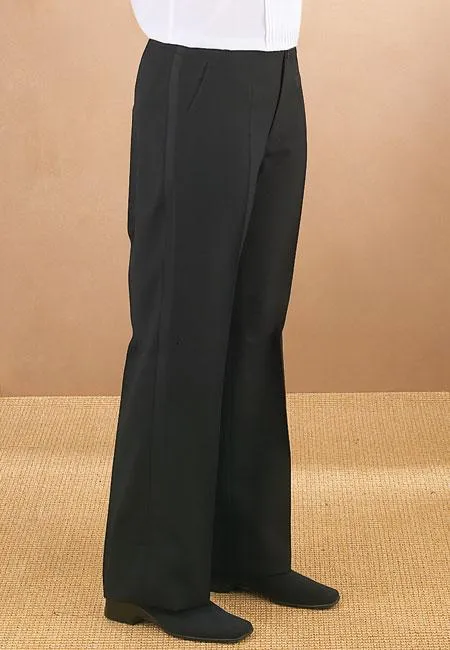 Women's Black Flat Front Tuxedo Pants