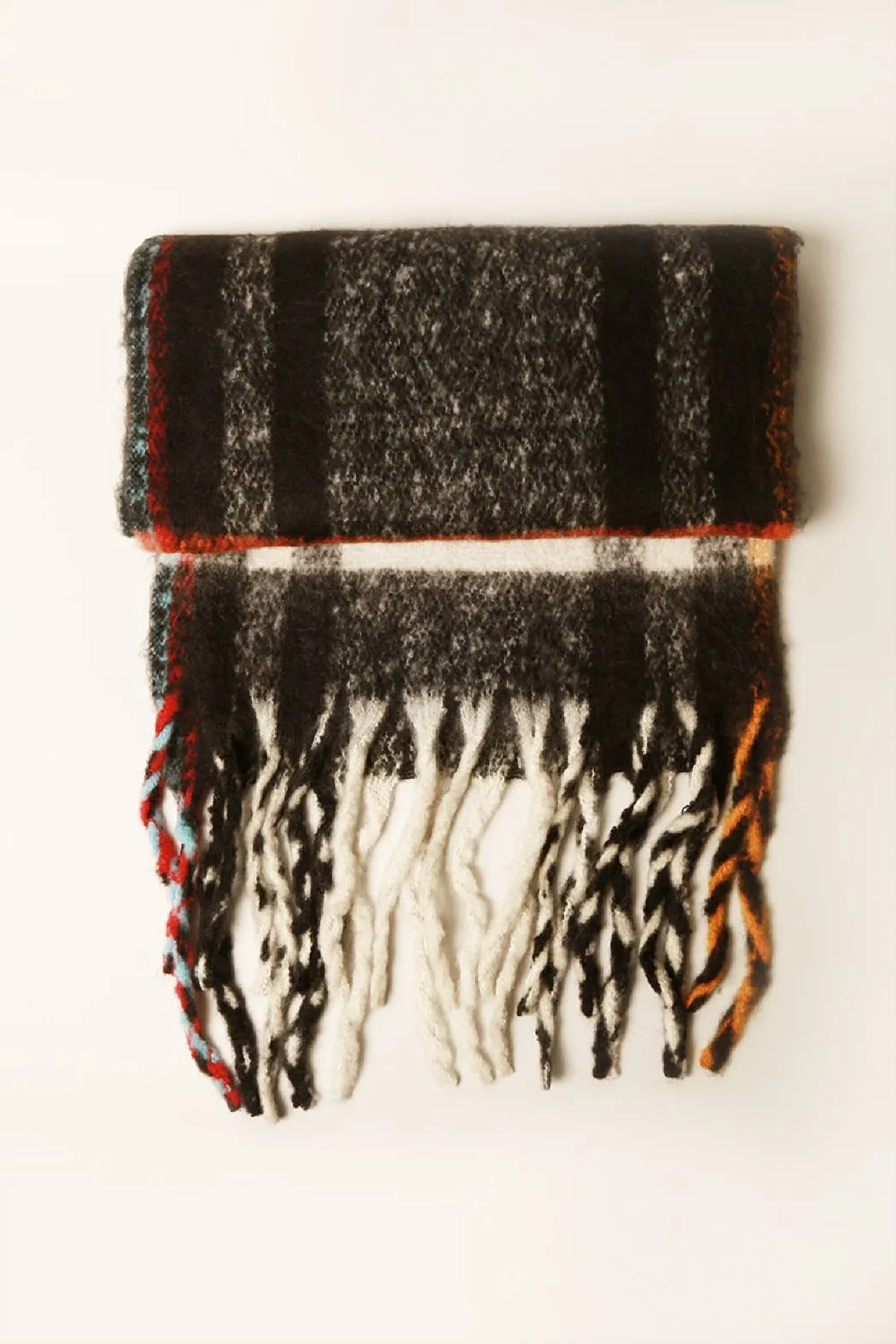 Women's Multi Stripe Cozy Scarf w Fringe