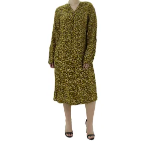 Women's Printed Midi Dress,Black/Yellow