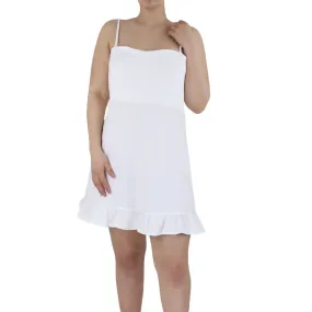 Women's Spaghetti Strap Solid Dress,White