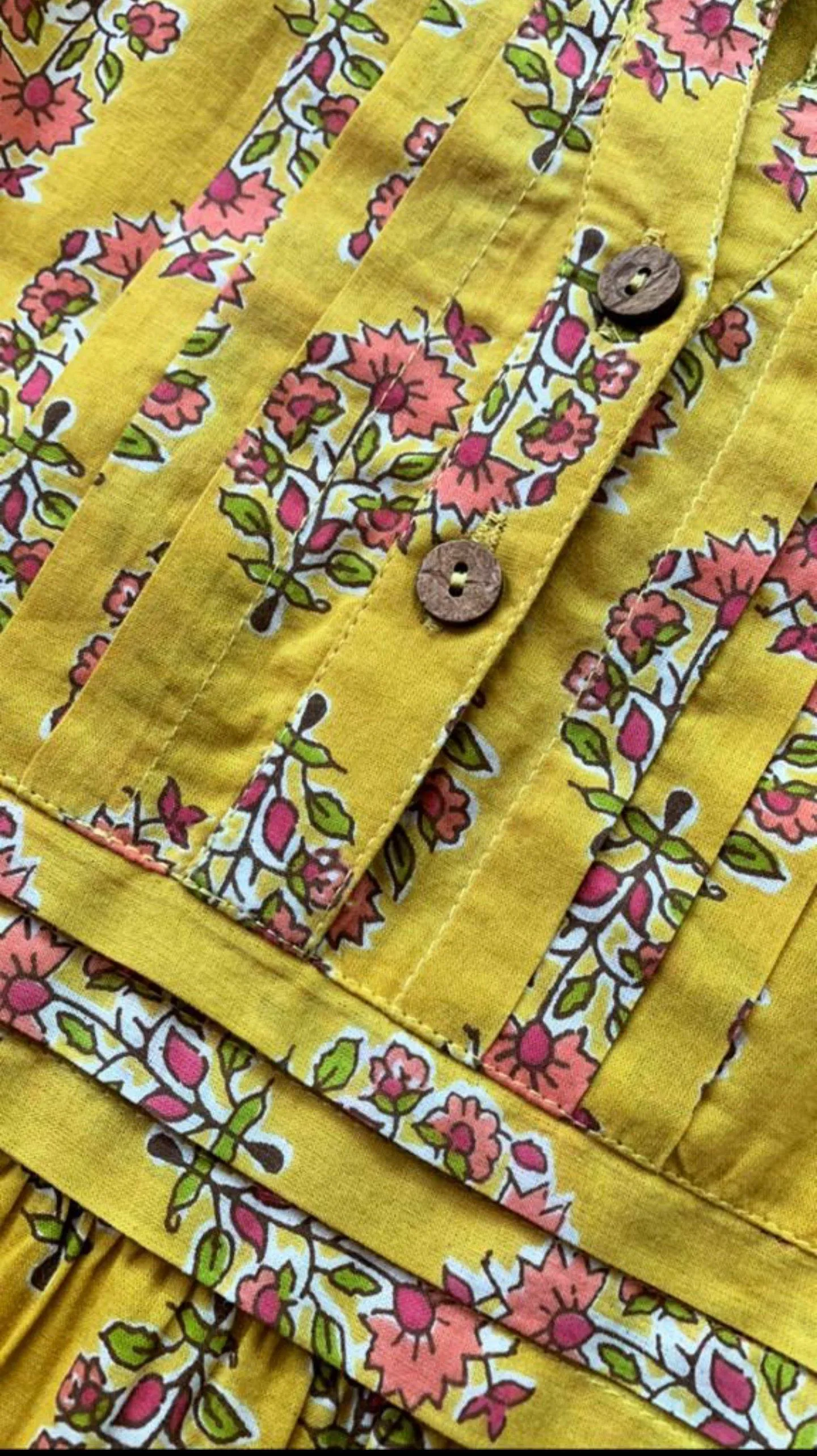 Yellow Printed Dress With Belt & Pleat Details